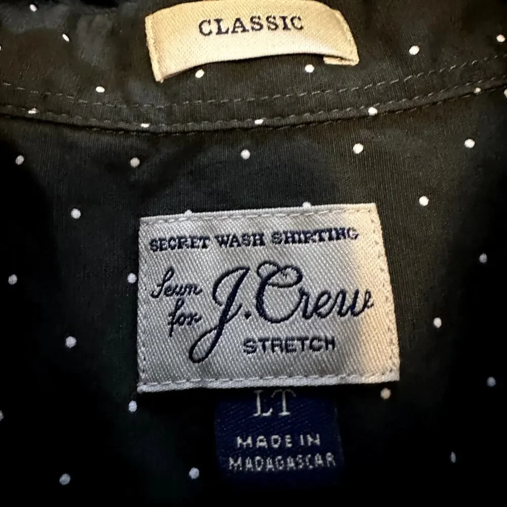 J. Crew Secret Wash Cotton Poplin Shirt Button Down Classic Fit Stretch Green LT